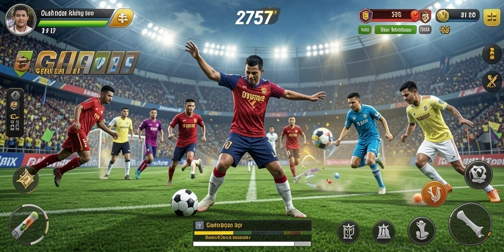 Screenshot menunjukkan gameplay olahraga yang menegangkan dan interaktif.