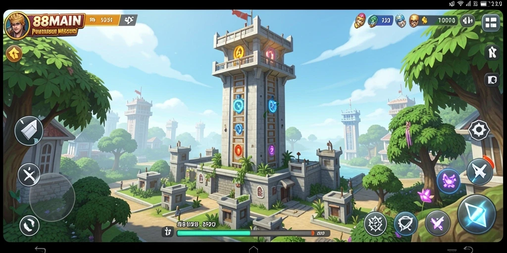 Tampilan aksi menarik di gameplay Tower Defense 88MAIN.