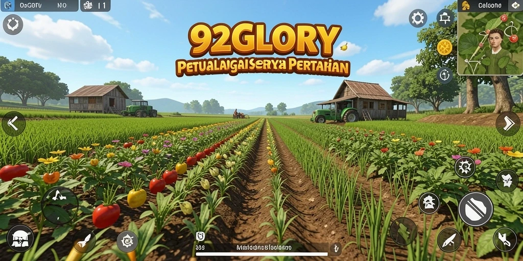 Screenshot gameplay 92GLORY menampilkan petani bekerja di ladang.