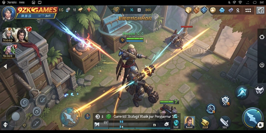 Screenshot gameplay <strong>9ZKGAMES</strong> menunjukkan pertempuran antar kerajaan yang mendebarkan.