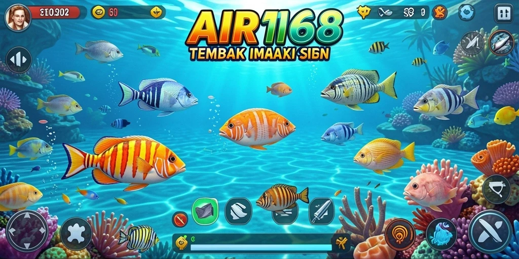 Tampilan gameplay seru AIR168 dengan berbagai ikan yang dapat diburu.