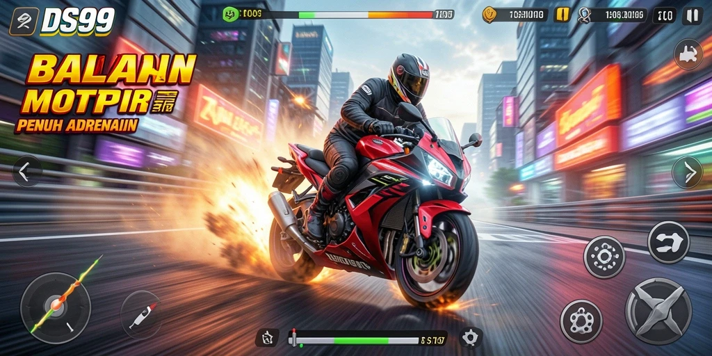 Gameplay seru dan menegangkan dari DS99 saat balapan motor.