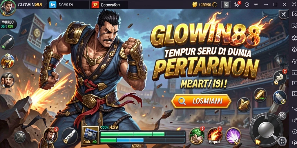 Gameplay seru GLOWIN88 dengan karakter bertarung.