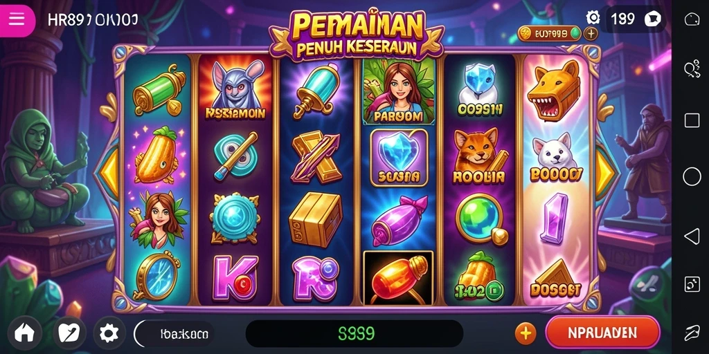 Tampilan gameplay HR89 yang menarik dengan berbagai simbol slot.