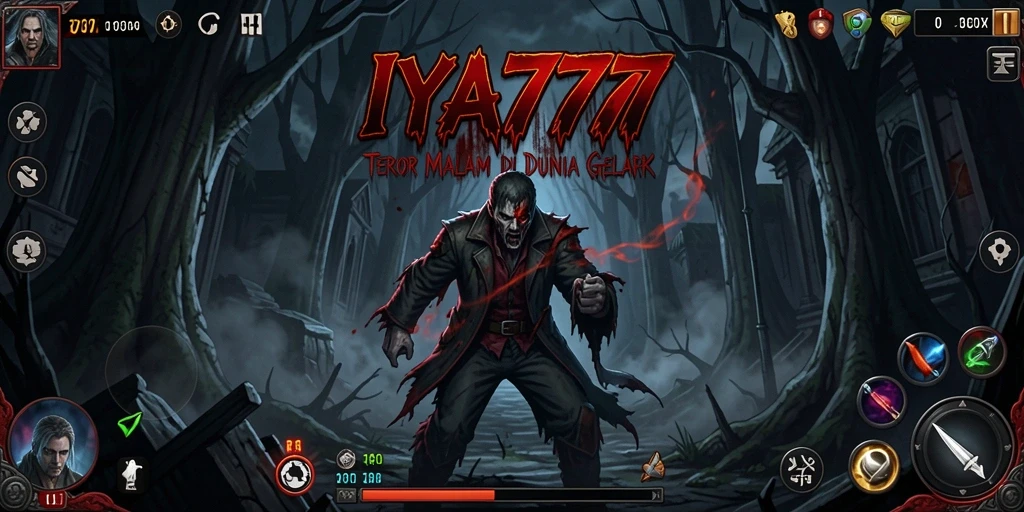Tampilan gameplay menakutkan dari IYA777 dalam suasana gelap.
