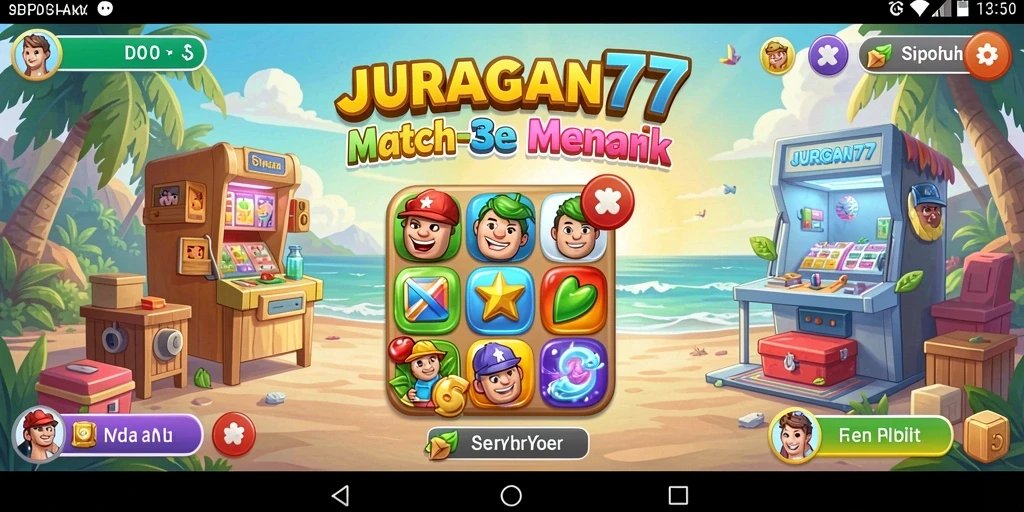 Tampilan gameplay JURAGAN77 dengan kombinasi batu permata yang menarik.