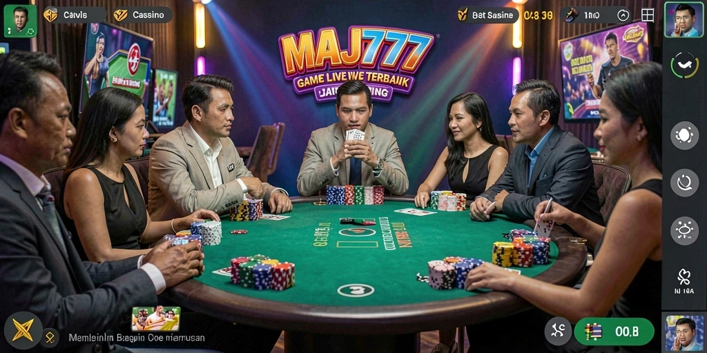 Gameplay Live Casino MAJ777 dengan dealer langsung dan pemain lainnya.
