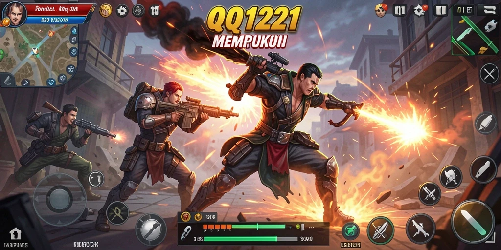 Tangkapan layar utama dari gameplay aksi intens di QQ1221.