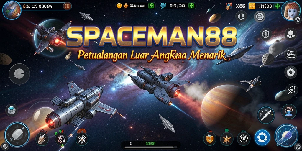 Screenshot gameplay SPACEMAN88 yang menampilkan penjelajahan luar angkasa.