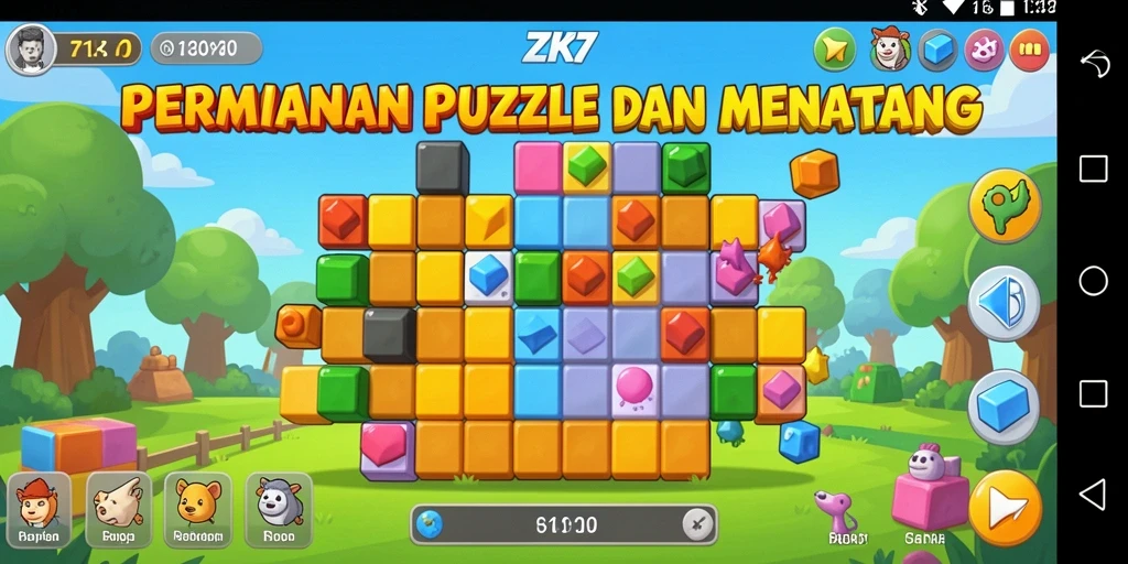 Tampilan gameplay ZK7 dengan berbagai puzzle yang menantang dan menarik.